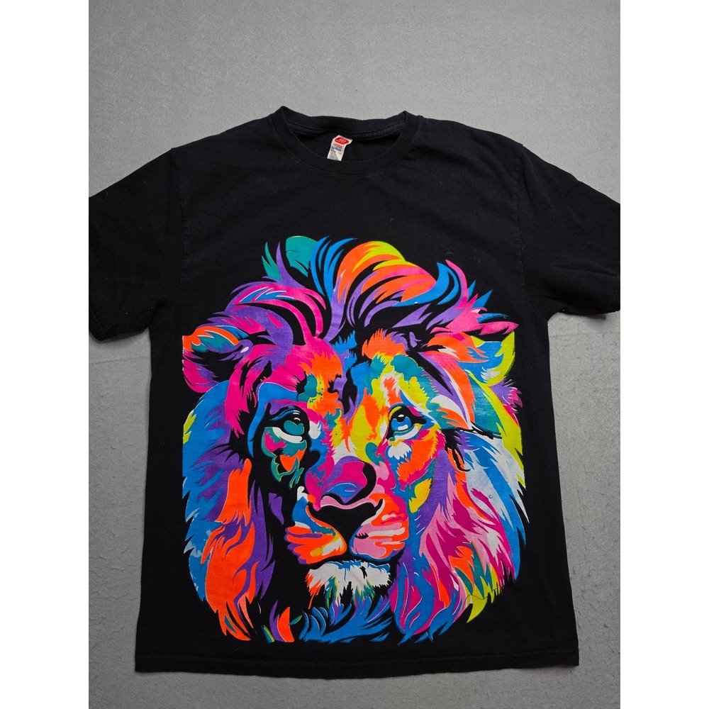 EuroCotton T-Shirt Mens Medium Black Lion Graphic Short Sleeve Streetwear Skater